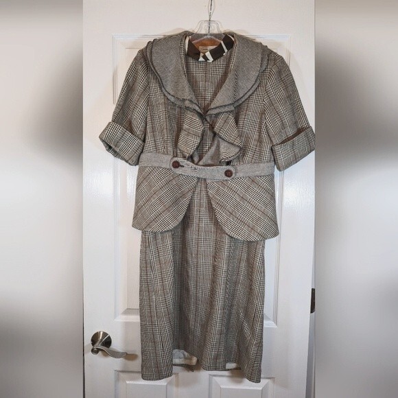 Jennifer Reale Design sleeveless dress & short sleeve fitted Jacket gray size 14 - Picture 1 of 14